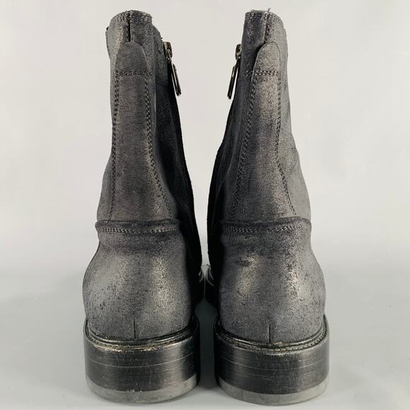 PAUL ANDREW Size 10 Black Nubuck Leather Side Zipper Boots
